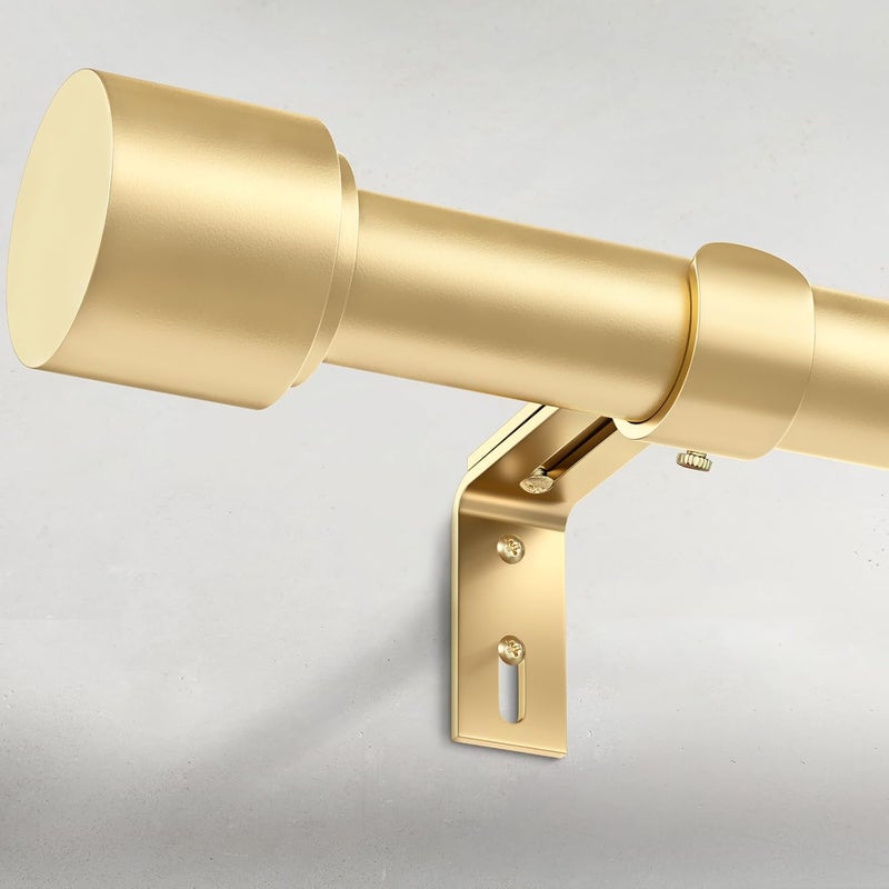 GEEBOBO Gold Curtain Rods for Windows 120 to 240 Inch, 1 Inch Extra Long Heavy Duty Easy Install Adjustable Curtain Rods Set for Outdoor, Farmhouse, Bedroom, Living Room (Gold, 30"-240") - Image 1
